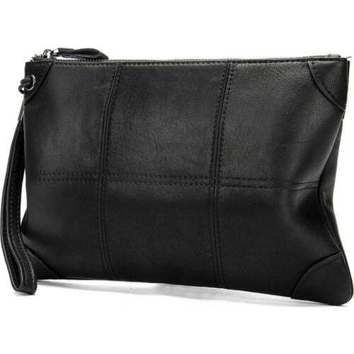 Fashion Genuine Leather Men Envelope Bags Wrist Mens Clutch Bags Luxury High Quality Man Wallet Bag Male Leather Handbags Mini