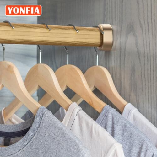 YONFIA 3677 Gold Aluminium Alloy Profile Clothes Organizer Rack Rails Wardrobe Closet Hanger Clothing Rod Rack For Clothes Pants