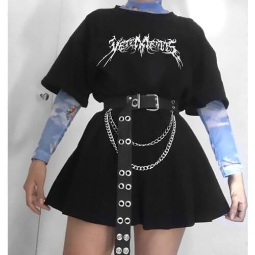 Gothic women T-shirt casual Vintage short sleeve hip-hop loose Ulzzang T-shirt punk streetwear Harajuku women clothing dark tops