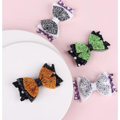 1 PCS 10*6 CM Three Layers Bowknot Bangs Hairpins Fashion Sequins Bows Duckbill Clips Kids Hair Accessories Halloween Decoration