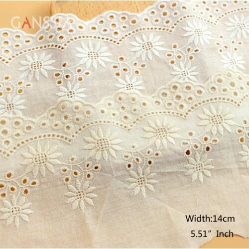 1yard Width:14cm Sun Flower Cotton Lace Trim Ivory White&Beige for Embroidery Curtains Dress DIY Sewing Supplies(ss-2363)