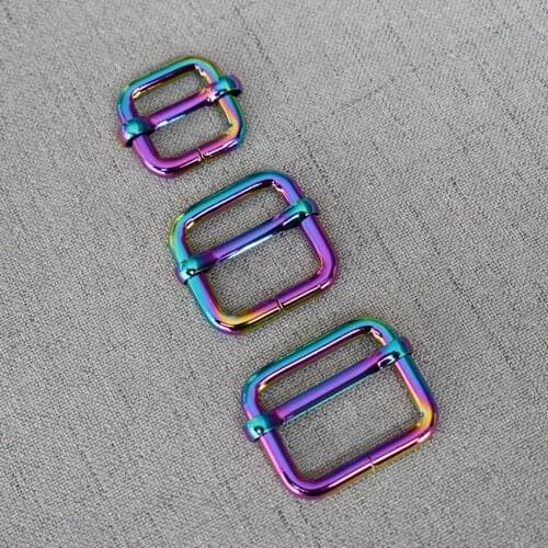 10 Pcs/Lot 15mm 20mm 25mm Colourful Metal Non-Welded plating Roller Pin Adjuster Buckles For Backpacks Straps shoes Bags DIY