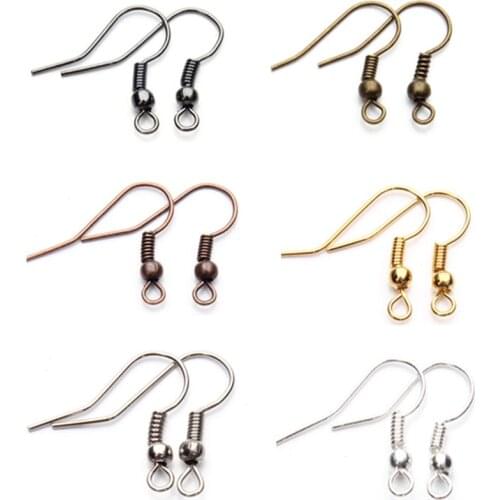 100 Pcs Gold Silver Color Metal Ear Hooks Findings Stainless Steel Ear Hook For DIY Handmade Earring Jewelry Accessories Making