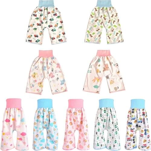 2 in 1 Comfy Children Baby Diaper Skirt Shorts Pure Cotton Anti Bed-wetting Waterproof Absorbent Washable Training Nappy Pants
