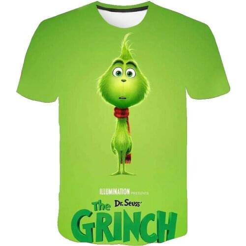 2021 New 3D Printed Tshirt Men Women Kids Cute Cartoons T-shirt Summer O-Neck Daily Casual Funny T shirt Green monster T-shirts