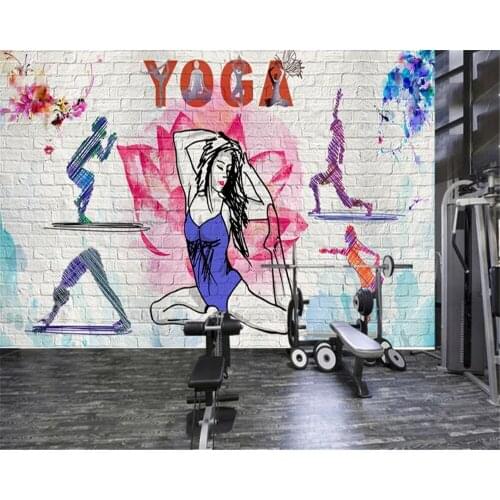 Beibehang 3d wallpaper living room Retro Vintage Sexy Beauty Gym Yoga Fitness Workwear Background Wallpaper 3d wall murals