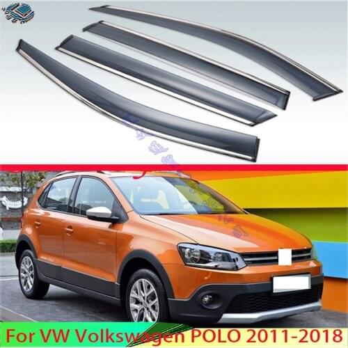 For VW Volkswagen POLO 2011-2018 Plastic Exterior Visor Vent Shades Window Sun Rain Guard Deflector 4pcs