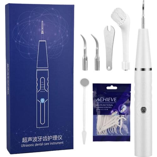 5 Modes Ultrasonic Dental Scaler Calculus Remover Tartar Stain Teeth Cleaning Whitening Tool Kit Mouth Mirror Teeth Floss Stick