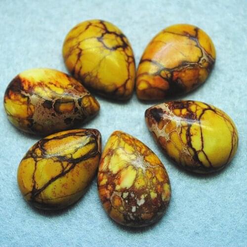 5pcs nature blue imperial jasper stone cabochons dropwater shape 18x25mm natural gem stone cab no hole tear drop beads accessory