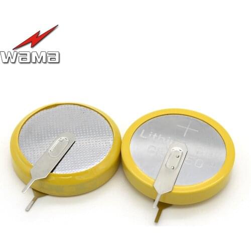 50pcs/lot Wama CR2450 Button Cell Welding Feet Coin Batteries 3V 180 degree 2 Feet Solder Pins Watch DL2450 BR2450 Coin battery