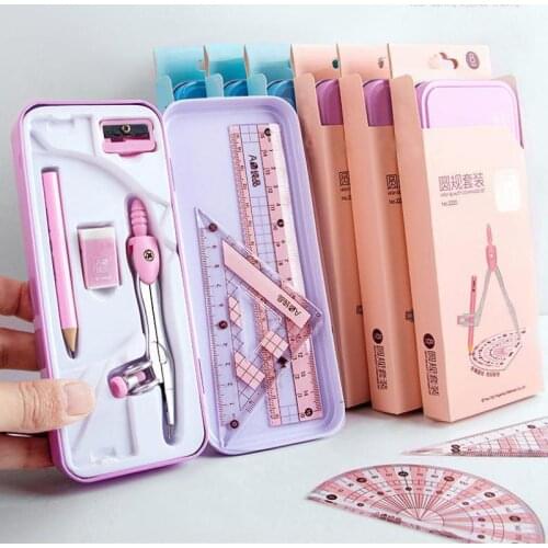 8pcs Iron Packaging Compasses Rule Stationery Geometry Set For Students Draw School Supplies Back To School By Kevin&sasa Crafts