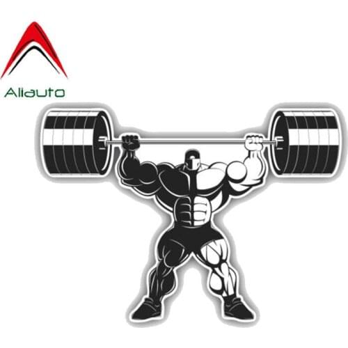 Aliauto Car Stickerl Weightlifter Silhouette Gym Motorcycle PVC Decal for Mercedes Honda Toyota Volkswagen Renault Opel,13cm*8cm
