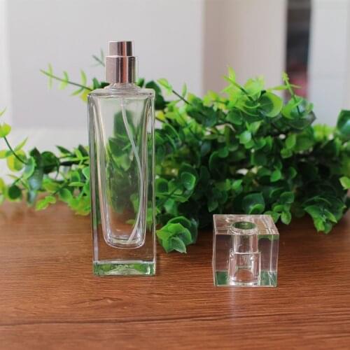 Free Shipping 1pcs 50ml Clear Glass Perfume Bottle In Refillable Empty Parfum Atomizer Container With Sarin Cap