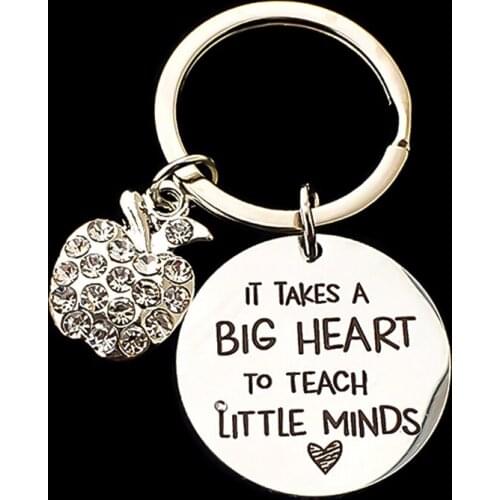 Apple Keychain Teacher Jewelry Teachers Day Gifts For Teacher Key Chains Ring Holder It Takes A Big Heart To Teach Little Minds