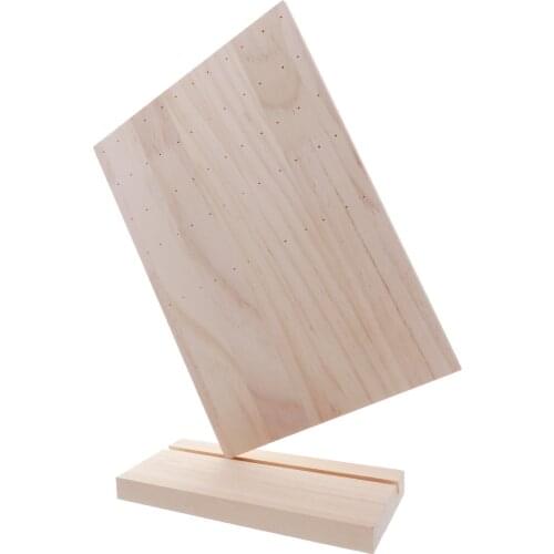 60 Hole Earrings Jewelry Display Stand Shop Room Counter Wooden Hanging Rack