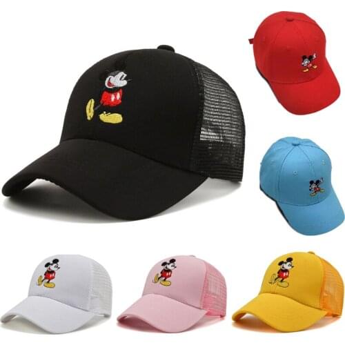 Disney Mickey Stretch Cotton Baseball Cap Mens Womens Hip-hop Dad Mesh Cap Trucker Cap Outdoor Sport Baseball Cap Adjustable