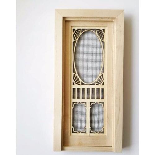 G05-X5140 children gift Toy 1:12 Dollhouse mini Furniture Miniature rement accessories Wooden single open hollow screen door1pcs