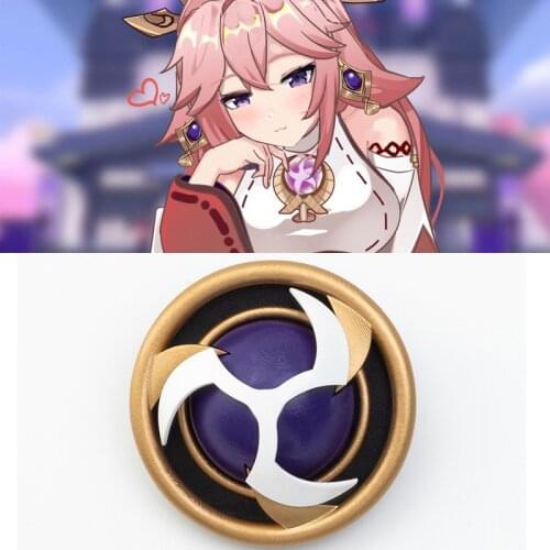 Genshin Impact Baal God of Eternity Raiden Shogun Cosplay Badge Brooch Pin Halloween Costume Accessories Props