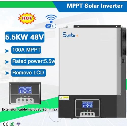 5500W 48VDC 100A Hybrid Rated Power PV 6000W Off Grid Solar Inverter Work Without Battery remove LCD