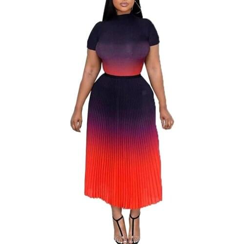 Gradient Short Sleeve Collect Waist Plus Size Dress Women Elegant Party Birthday Style New Stylish Outfit Special Occasion Wear