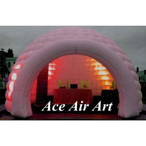 Nice led lighting air dome,inflatable igloo bar tent,Dj booth with big entrance door for lawn party and events