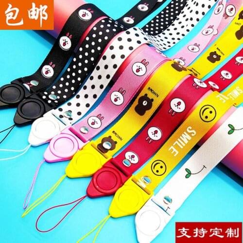 Customized logo Cartoon hanging rope tide brand wide rope womens two in one nylon ribbon g neck detachable ring dual purpose