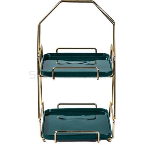 Ceramic fruit tray European double layer cake tray multi layer cake display desk living room creative candy tray