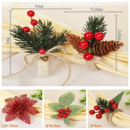 Festival Napkin Ring Christmas Dining Table Decorative Pine Cone Flower Buckle Wedding Party Napkin Holder Towel Rings Tableware