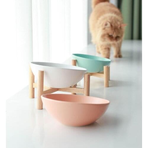 Cat Food Drinking Bowl Ceramic Cat Bowl Dog Bowl Protective Cervical Oblique Mouth Cat Bowl