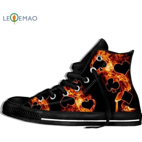Custom Logo Image Printing Sneakers Shoes Arrival Design Fire Poker Cards Men Canvas Harajuku Canvas Zapatos De Mujer Outdoor