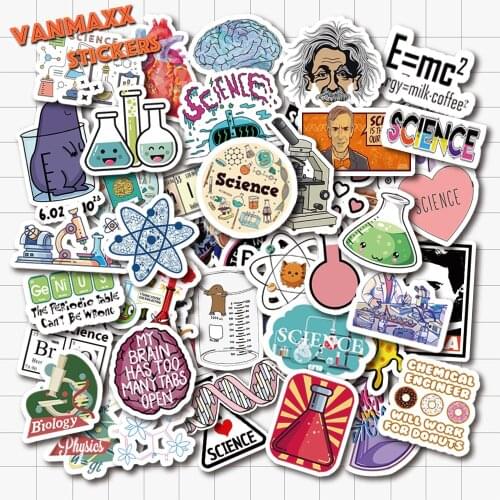 VANMAXX 50 PCS Laboratory Elements Novelty Stickers PVC Decal for Laptop Helmet Bicycle Phone Case Kids Rewarding Stickers