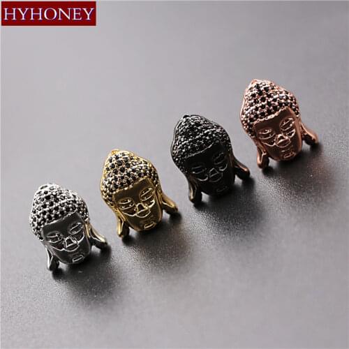 Hot Buddha Head Charm Micro Pave Zircon CZ Beads Charm Bracelet Connectors For Women Men DIY Jewelry Making Jewelry Accessories