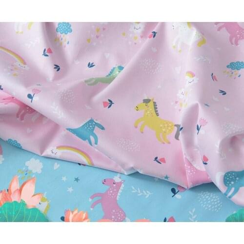 Sewing Quilting Fat Quarters Fabric Horse Cartoon Child DIY Patchwork Twill Printed 60s Satin Cotton Fabric for Baby 50x160cm