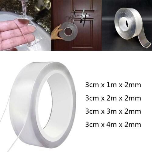 Reusable Adhesive Carpet Rug Fix Tape Removable Traceless Gel Tape 3cm Width Clear Tape Paste Items Fix Carpet Mats