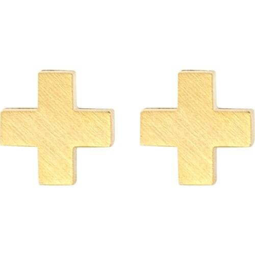 Fashion Women Boucle d'oreille Stainless Steel Earings Rose Gold Color Brincos Tiny Christian Cross Earrings Men BFF Jewelry