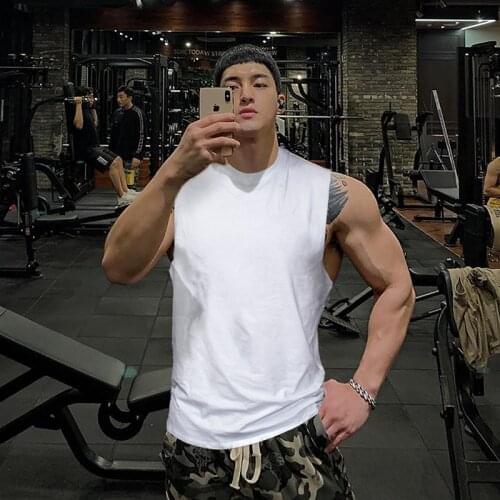 Mens Tank Top New Brand Solid Cotton High Quality Muscle Shirt Bodybuilding Singlets Fitness Sleeveless Vest Men Tanktop