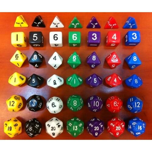 6 dice set (D4 D6 D8 D10 D12 D20) dice bosons boulimia rejection of child tampion