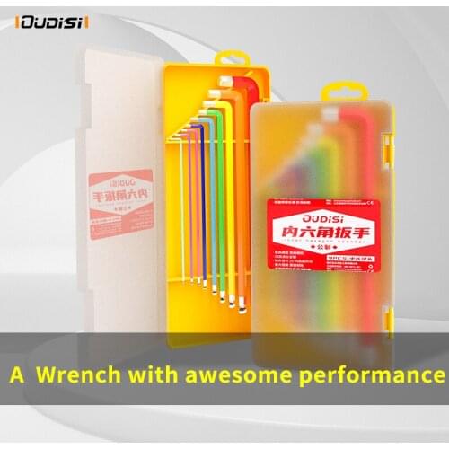 OUDISI Allen Key Set Hex Wrench Screwdriver Set Hexagon Spanner Universal 9Pcs Ball End Star Keys Tool L Type Hand Tools Kit