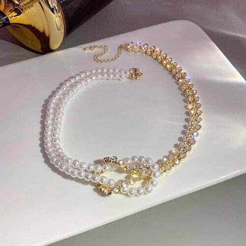 2021 New Pearl Necklace for Women Fashion Clavicle Chain Female Choker Titanium Steel Pendant Necklace Sweet Jewelry Accessories