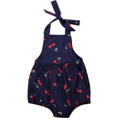New Summer Rompers Infant Baby Girl Romper Cotton Kids Baby Girl Clothes Cherry Print Outfit Clothes Cotton Sleeveless Jumpsuit