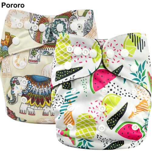 PORORO 3-15kg adjustable size bamboo charcoal inner pocket diaper, baby reusable cloth diaper nappies with double leg gusset