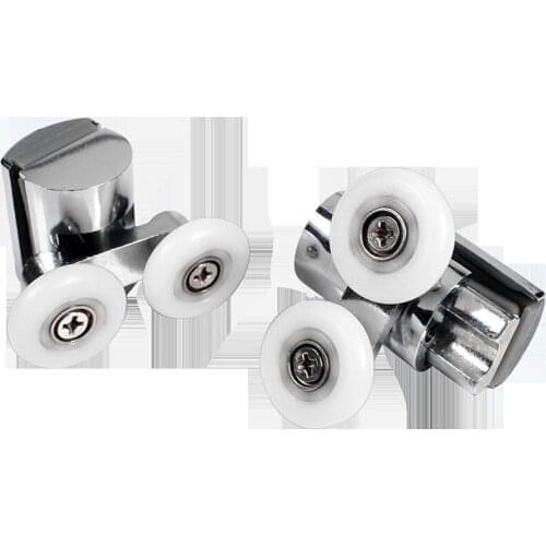 1Pcs-Zine-alloy Glass Door Bearing Double Roller Pulley Bathroom Sliding gate rollers Runner rubber wheel Hardware Accessories