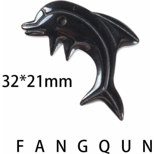 Natural stone Hematite Dolphins Pendant 32*21mm Non-Magnetic Bead Charm Jewelry DIY Necklace making accessories For Women Men