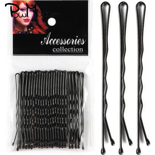 Powmuco 24pcs/lot 5CM Black Hairpins Wave Straight Hairgrip Lady Invisible Barrette Hairstyle Design Hairdressing Styling Tools