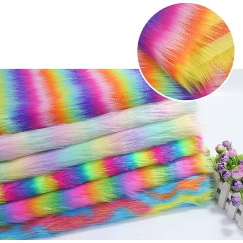 50*160cm 6 Colors Gradient Rainbow Jacquard Soft Plush Fabric Cloth Winter Coat Vest Clothing Stage DIY Sewing Fabric Materials
