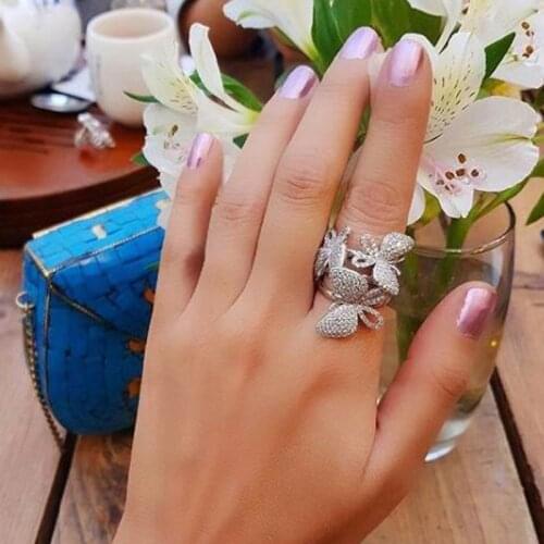 Luxury Butterfly Bold Statement Rings Animal Butterfly Finger Ring with Zirconia Stones 2020 New Women Engagement Party Jewelry