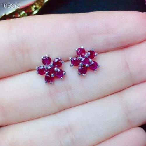 Natural And Real ruby earring gemstone Jewelry 925 sterling silver for women Earring Party Ring