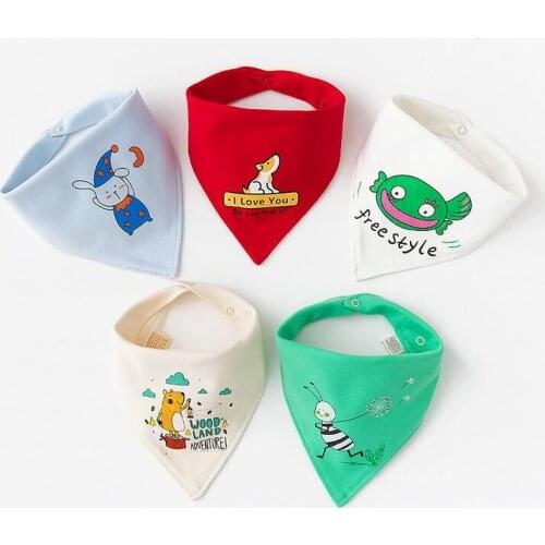 NEW 5pcs/ Pack bavoiToddler Infant Baby Bib 100% Cotton Absorbent Bandana Dribble Adjustable Snaps Saliva Towel Burp BJ02