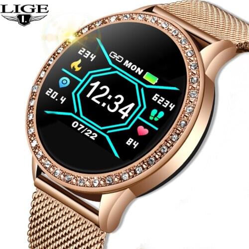 LIGE Ladies Smart Watch Women Blood Pressure Heart Rate Monitor Fitness tracker Sport Smart Band Alarm clock reminder Smartwatch