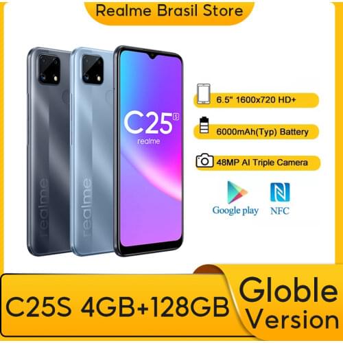 Smartphone realme C25S Heilo G85 4GB RAM128GB ROM NFC Octa Core 6000mAh Mega Battery 6.5" FHD Screen 18W Quick Charge